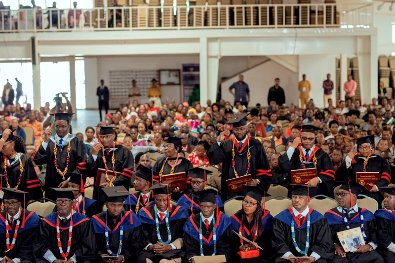 Graduates and guests gathered for a ceremony.